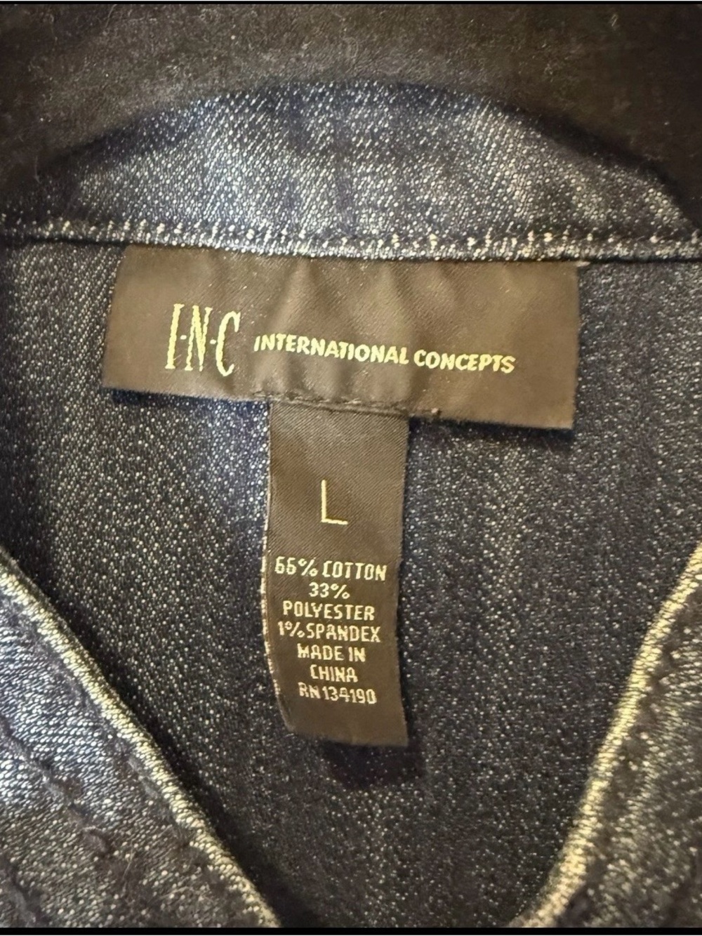 INC International concepts denim Military-Style Jacket - Blue - Picture 4 of 7